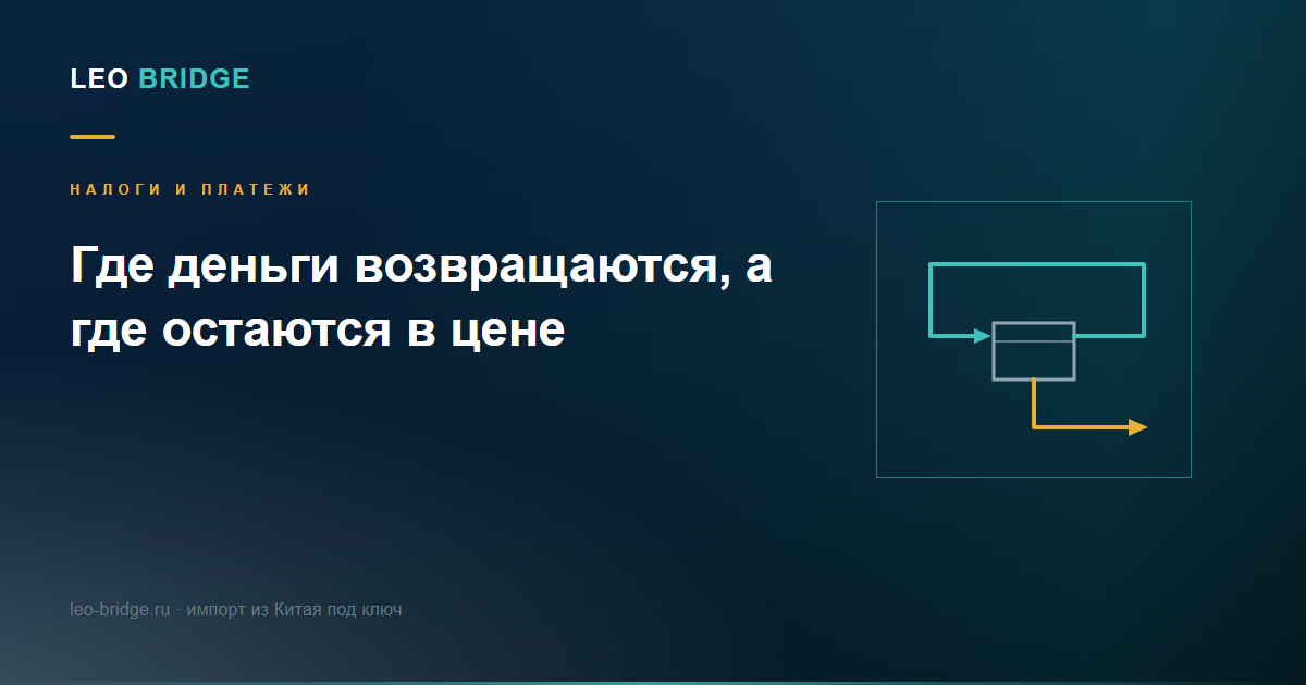 Схема денежного потока при импорте: один платёж возвращается стрелкой обратно, второй уходит безвозвратно