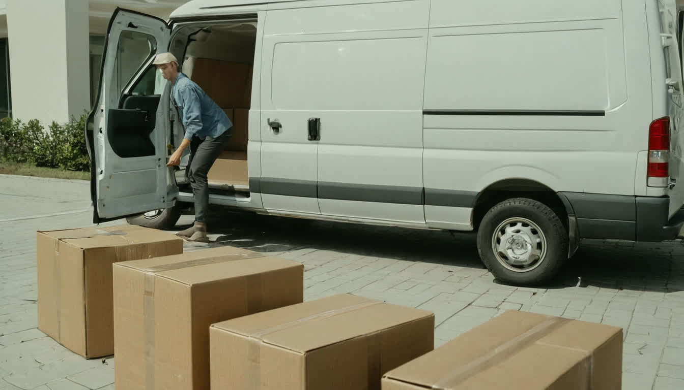 Грузовик загружает коробки с образцами обуви на SHOESSTAR-Крым 2026 в Крыму